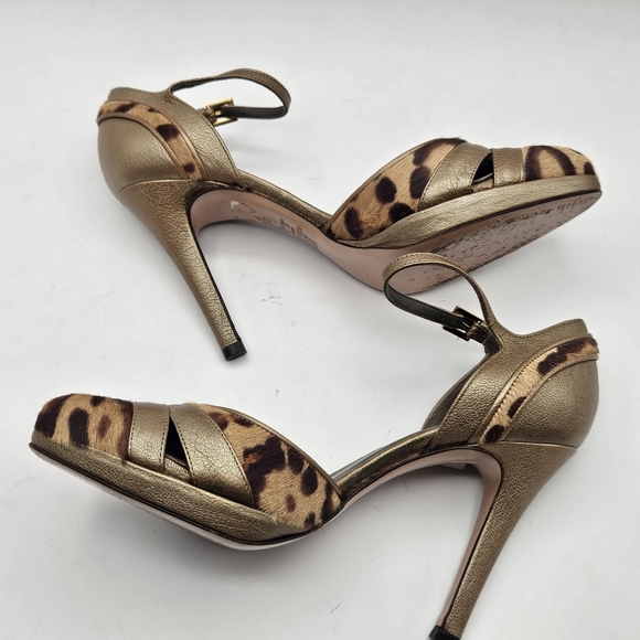 Valentino Garavani animal print pony hair leather Brown pumps heels 35.5 5 - Picture 4 of 9